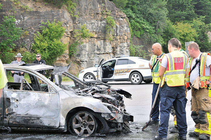 Car destroyed, one person injured in crash